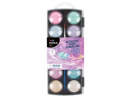 Kidea farby vodové metalické 12ks + štetec (D)