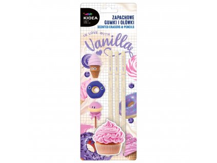 Kidea sada 3ks ceruzy + gumy voňavé Vanilka (D)