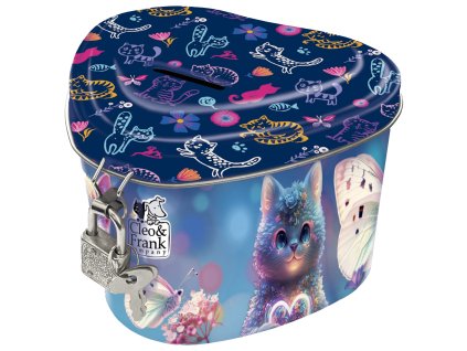 Mačiatka (D) pokladnička v tvare srdca Motýľ