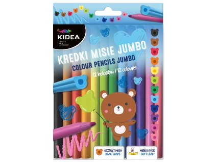 Kidea pastelky 12ks Jumbo v tvare Macíka (D)