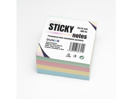 Pozn.blok samolepiaci pastel 76x76 mm 400ks Dumar