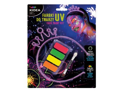 Kidea farby na tvár svietiace pod UV + čelenka (D)