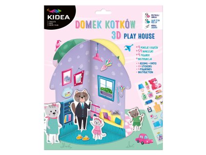 Kidea domček na hranie 3D s nálepkami Mačky (D)