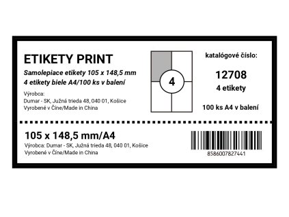 Etikety print 105 x 148,5 mm A4/100ks
