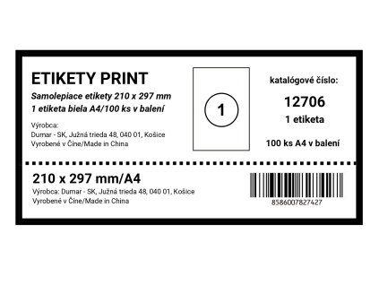 Etikety print 210 x 297 mm A4/100ks