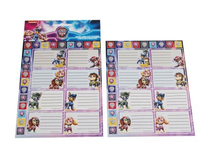 Paw Patrol Movie (LG) štítky na zošit + nálepky