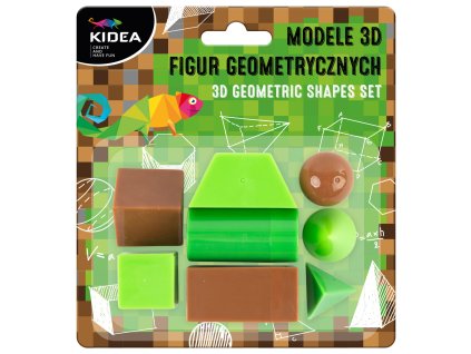 Kidea 3D geometrické modely 8ks zelené/hnedé (D)