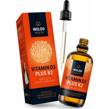 WoldoHealth Vitaminy D3 + K2 (kapky) 50 ml / 1800 kapek
