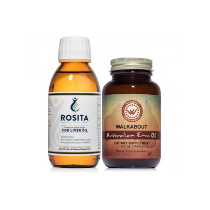 Rosita Játrový tresčí olej (150 ml) + Walkabout Health Australský EMU olej (118 ml)