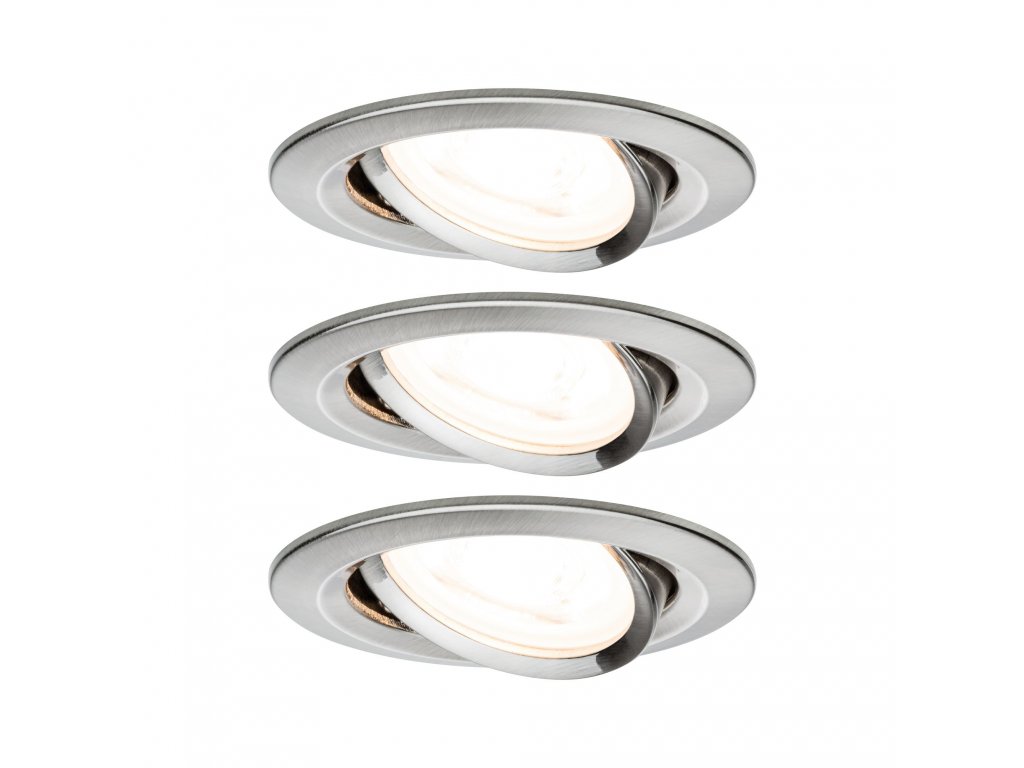 PAULMANN - Vestavné svítidlo LED Nova kruhové 3x6,5W GU10 kov kartáčovaný nastavitelné, P 93429