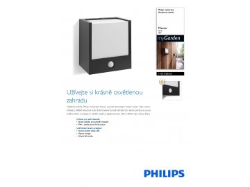 PHILIPS 17317/30/16 venkovní LED svítidlo s čidlem Macaw 1x3W IP44 2700K