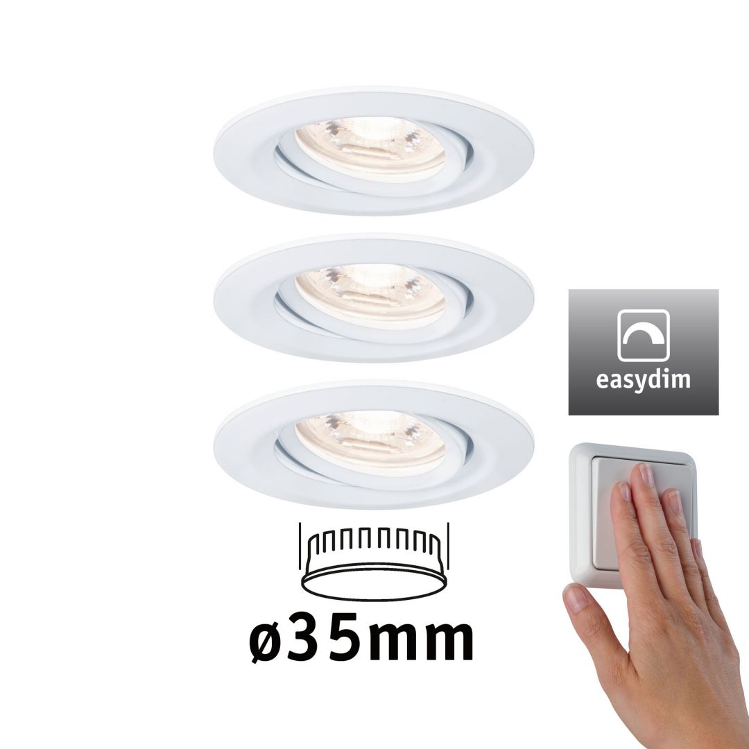 PAULMANN - LED vestavné svítidlo Nova mini Plus EasyDim výklopné 3x4,2W 2.700K bílá mat, P 92971