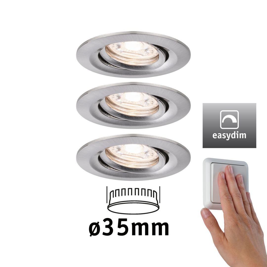 PAULMANN - LED vestavné svítidlo Nova mini Plus EasyDim výklopné 3x4,2W 2.700K kov, P 92973