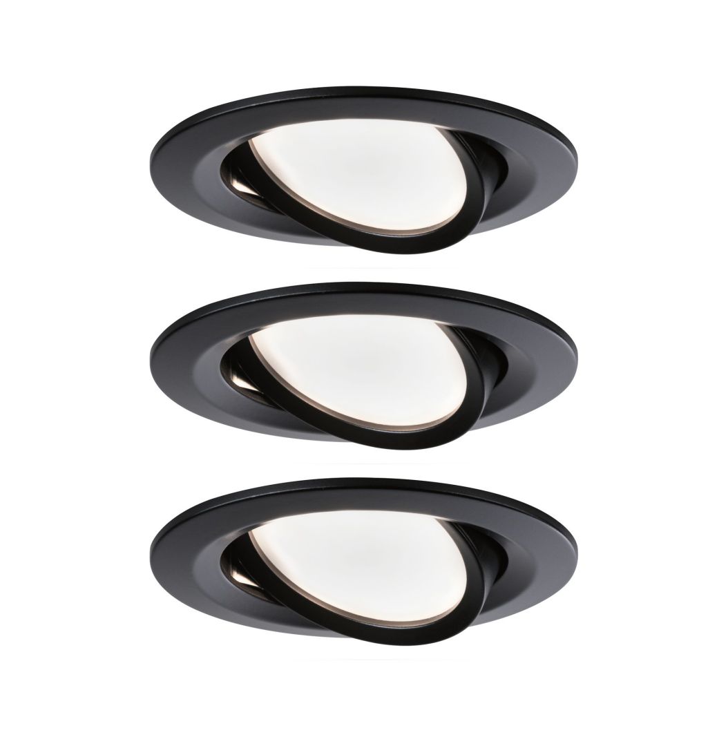 PAULMANN - LED vestavné svítidlo Nova kruhové 3x6,5W teplá bílá černá/mat výklopné 3ks sada, P 94471