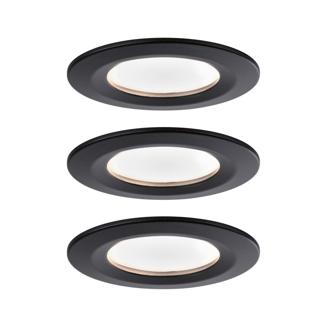 PAULMANN- LED vestavné svítidlo Nova kruhové 3x6,5W teplá bílá černá/mat nevýklopné 3ks sada, P 94473
