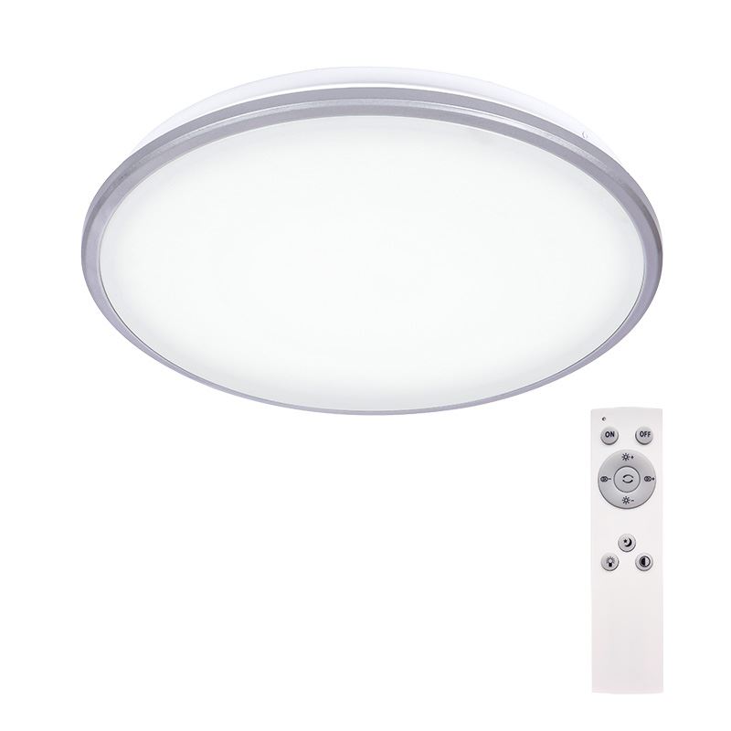 Solight LED stropní světlo Silver WO761, kulaté, 24W, 1800lm, stmívatelné, dálkové ovládání, 38cm