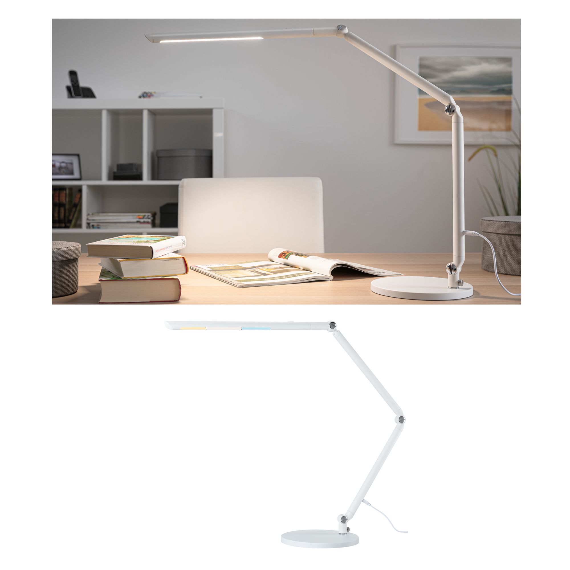 PAULMANN LED stolní lampa na psací stůl FlexBar bílá 10,6W WhiteSwitch 3.000K, 78911