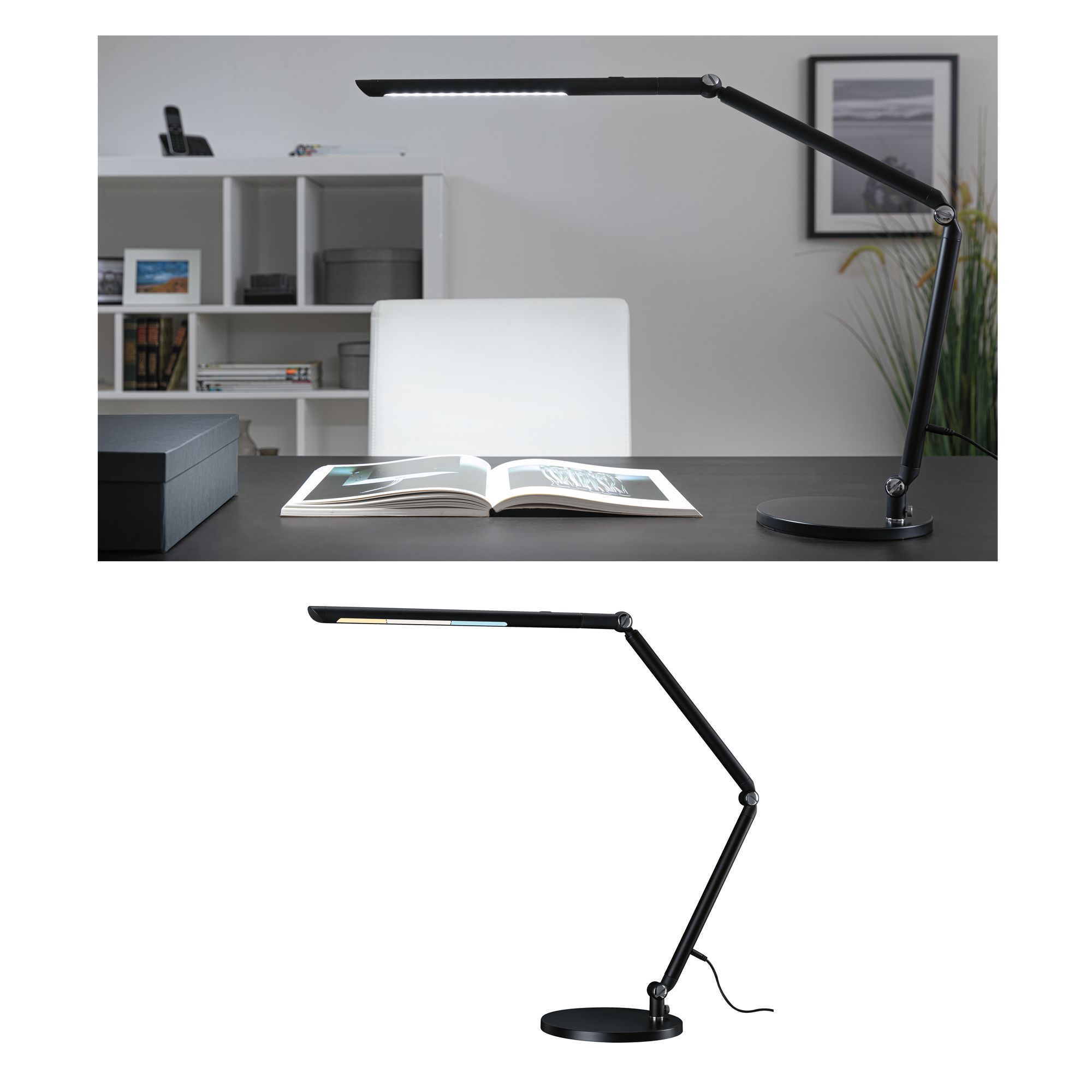 PAULMANN LED stolní lampa na psací stůl FlexBar černá 10,6W měnitelná bílá 3.000K, 78912