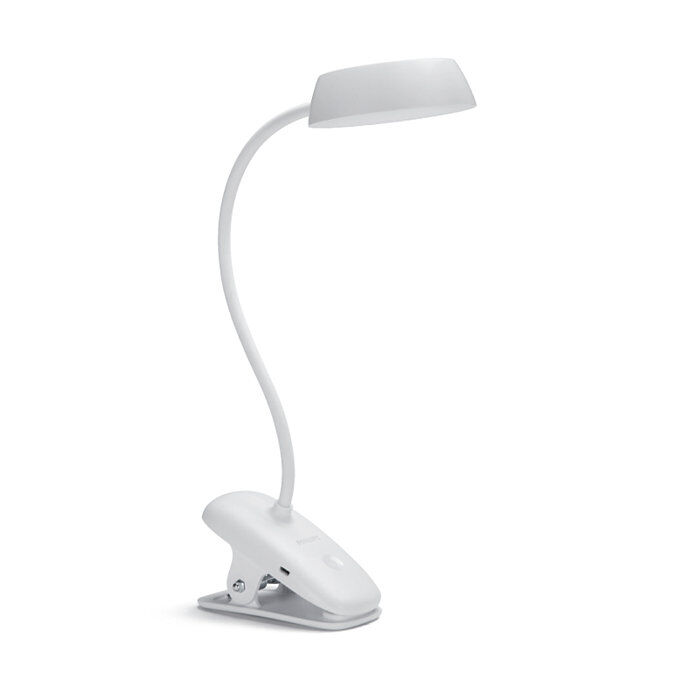 Philips Donutclip LED stolní LAMPIČKA na klip, krokové stmívání, bílá 929003179707