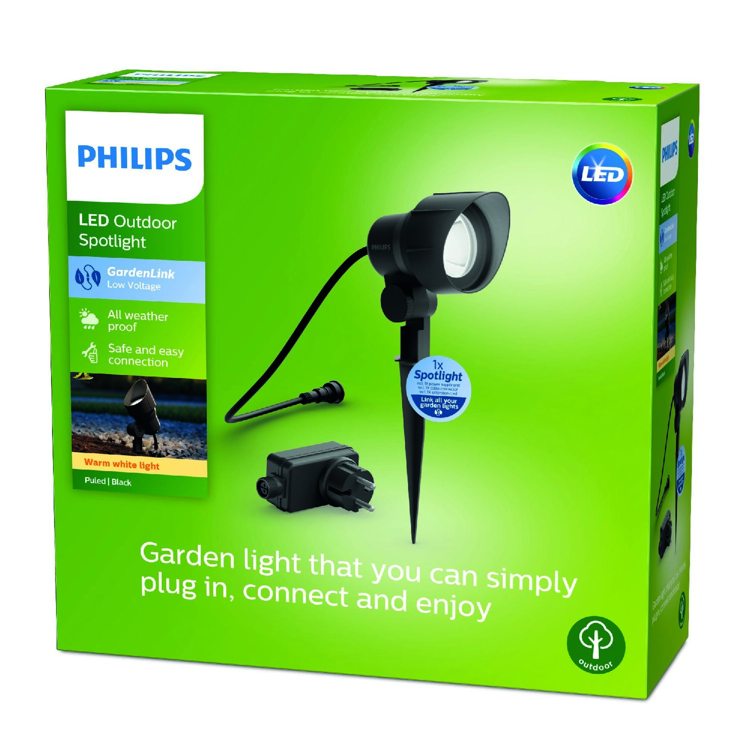 Philips-Venkovní zapichovací LED bodové svítidlo Low Voltage 24W 600lm 2700K 5m IP44 nestmívatelné, černé