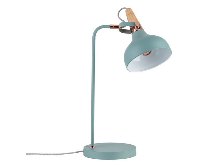 PAULMANN - Stolní lampa Neordic Juna zelená / měď / dřevo, P 79651