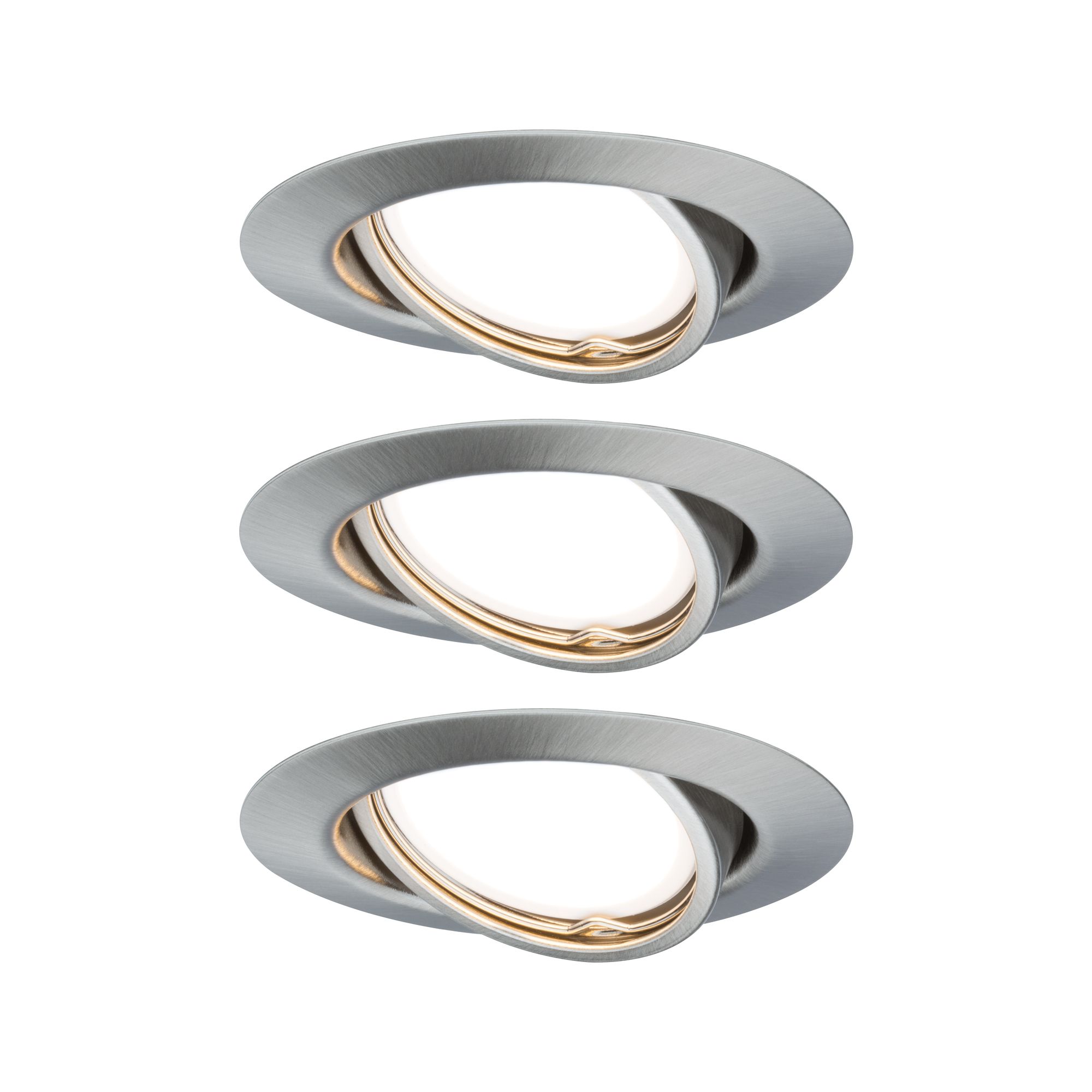 PAULMANN - Vestavné svítidlo LED Base kruhové 3x5W GU10 kov kartáčovaný stmívatelné, P 93424