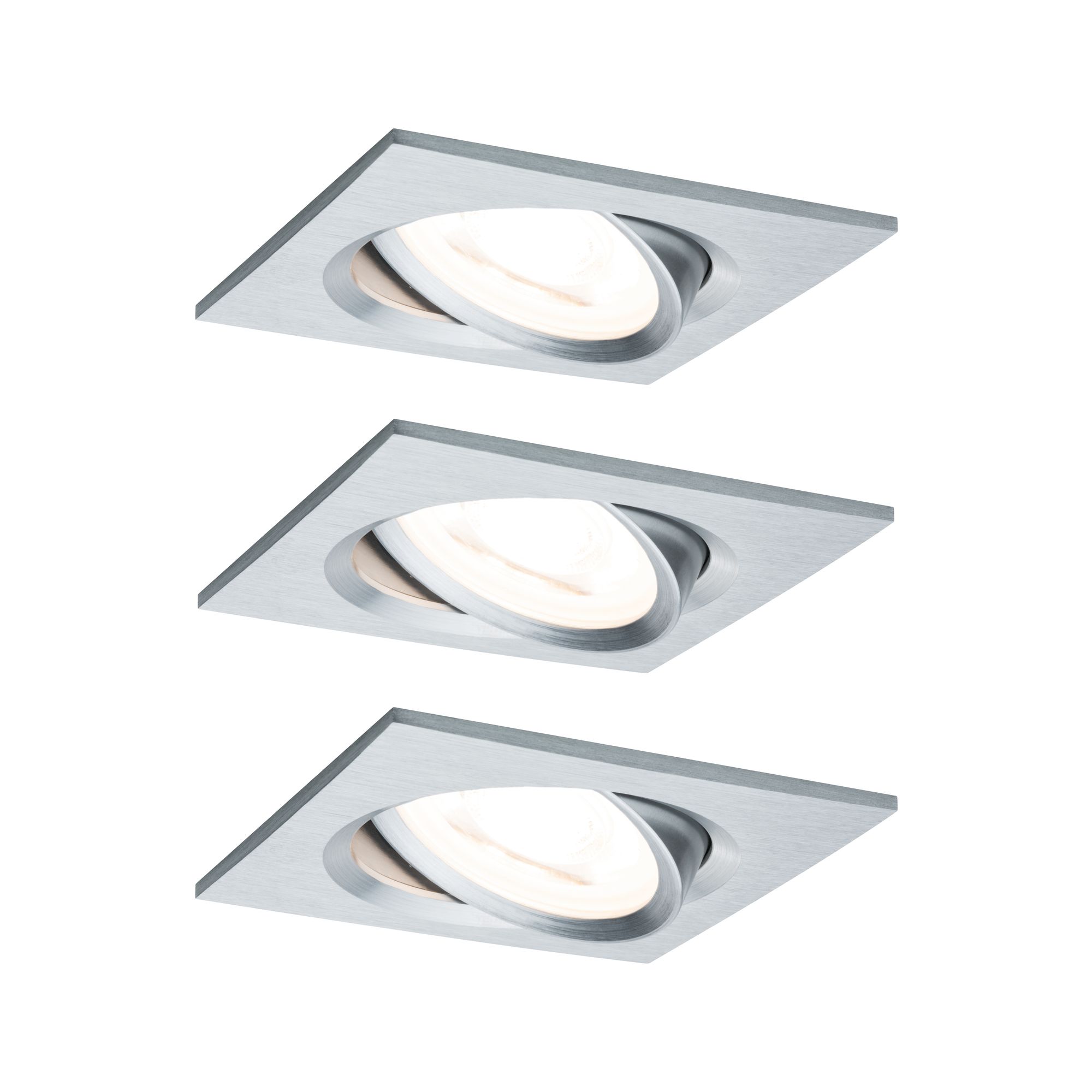 PAULMANN - Vestavné svítidlo LED Nova hranaté 3x6,5W GU10 hliník broušený nastavitelné, P 93438