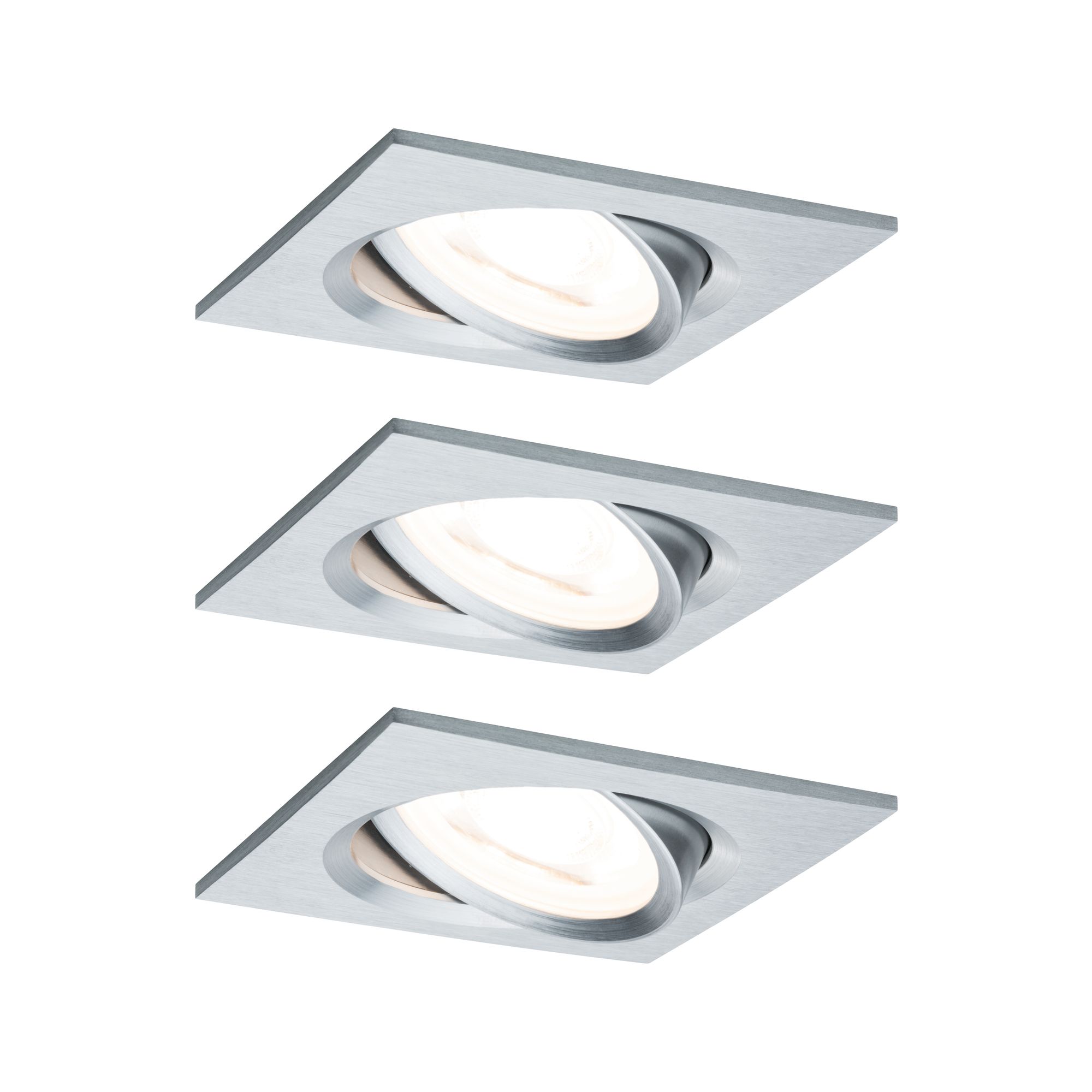 PAULMANN - Vestavné svítidlo LED Nova hranaté 3x6,5W GU10 hliník broušený stmívatelné, P 93474