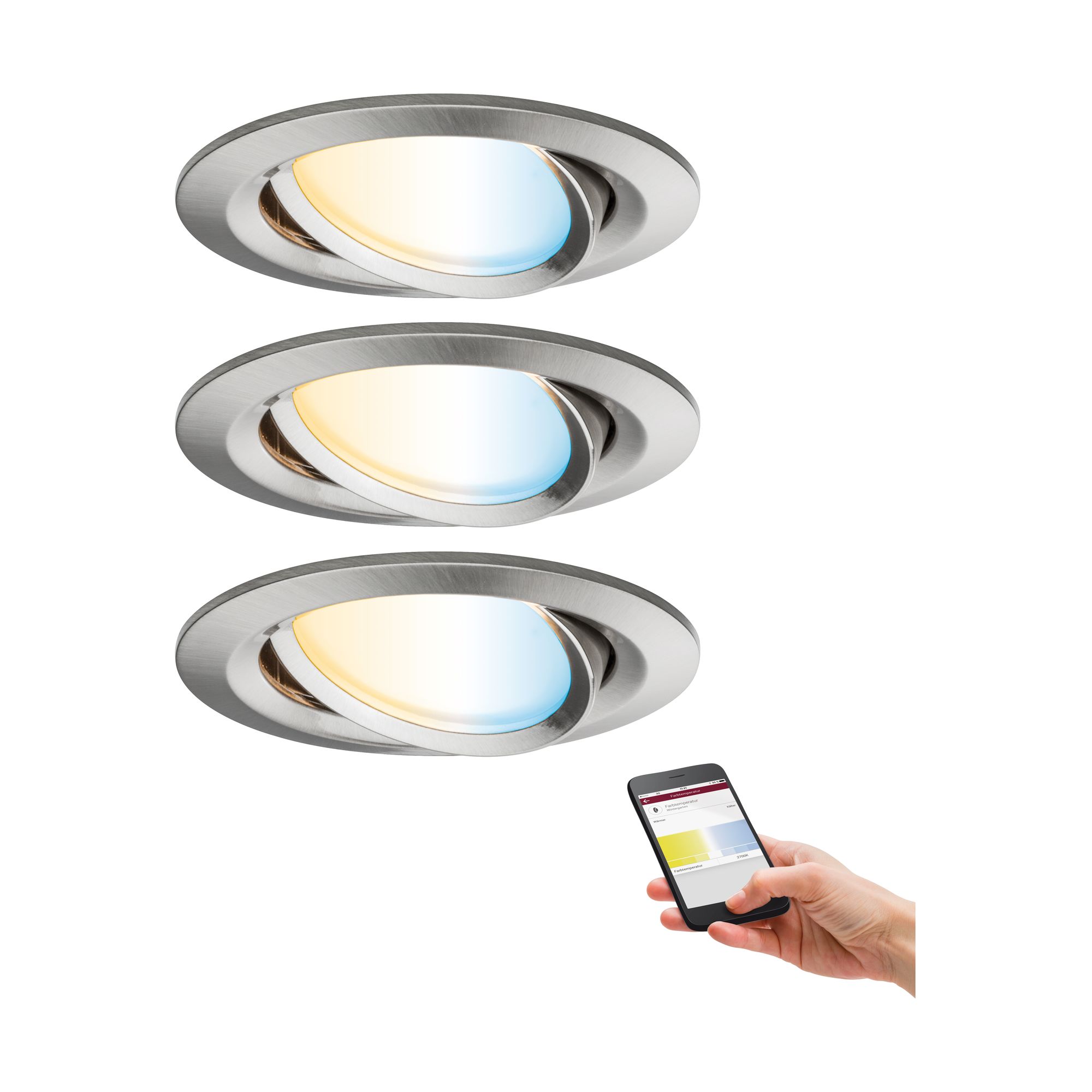 PAULMANN - Zigbee LED vestavná svítidla sada Nova Plus 3x6,5W kov kartáčovaný, P 92962