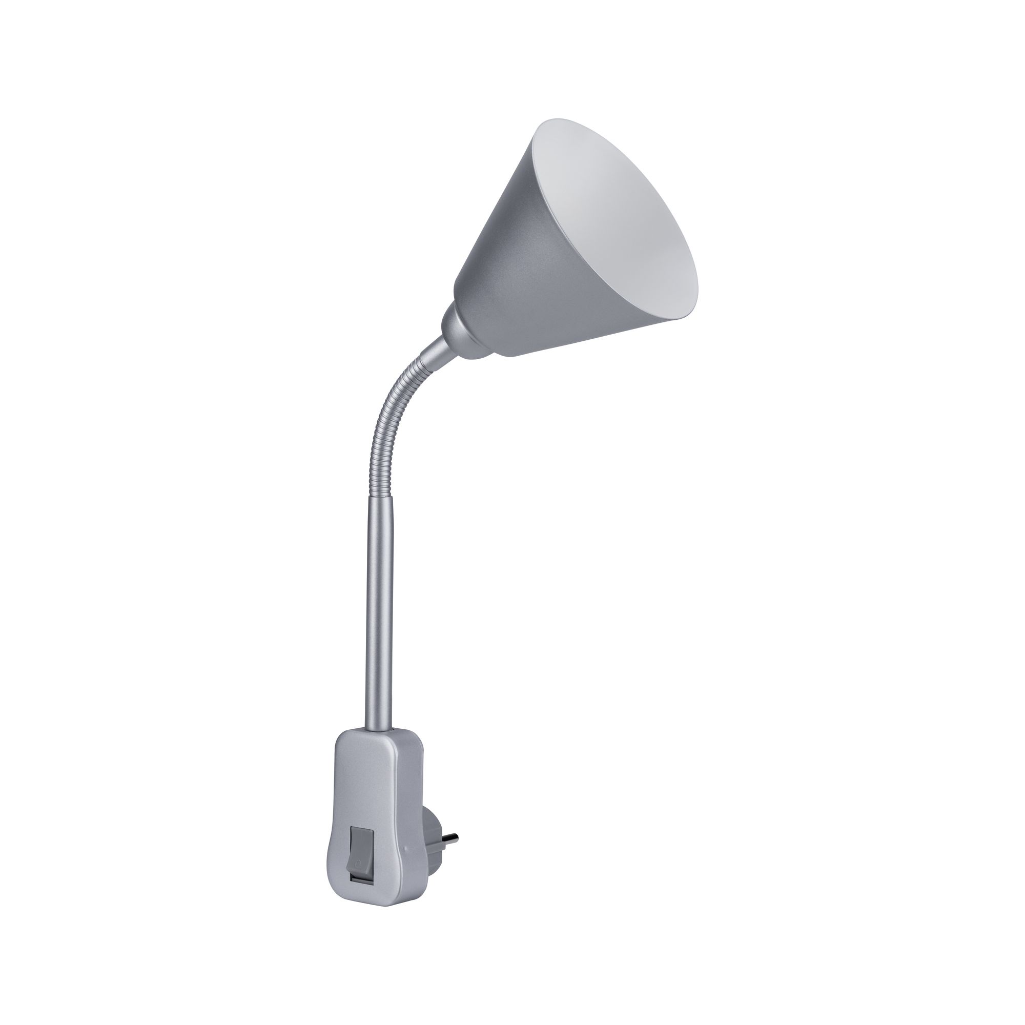 PAULMANN - Svítidlo do zásuvky Junus Flexarm E14 šedá vypínač na lampě, P 95429