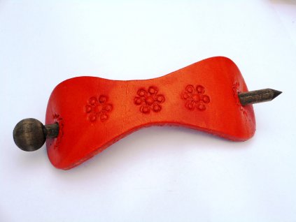 Leather Hair Clip With Wooden Stick No.8