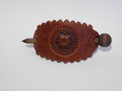 Leather Hair Clip With Wooden Stick No.27