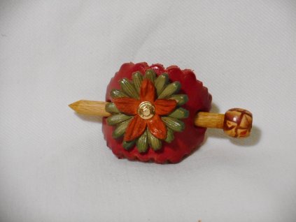 Children's Leather Hair Clip With Wooden Stick No.29