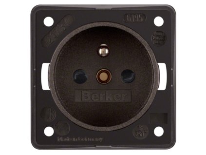 Socket with earthing pin and childproof fuse, 16 A, 250 VAC, screw. terminals, Integro devices, brown, matt