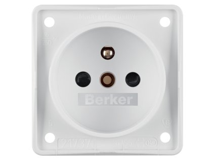 Socket with earthing pin and childproof fuse, 16 A, 250 VAC, screw. terminals, Integro devices, white, matt