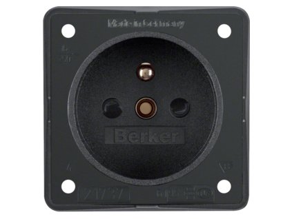 Socket with earthing pin and childproof fuse, 16 A, 250 VAC, screw. terminals, Integro devices, anthracite, matt