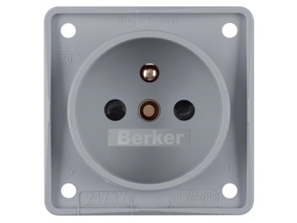 Socket with earthing pin and childproof fuse, 16 A, 250 VAC, screw. terminals, Integro devices, grey, matt