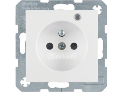 Socket outlet with earth contact pin and monitoring  LED, enhanced contact protection Berker S.1/B.3/B.7