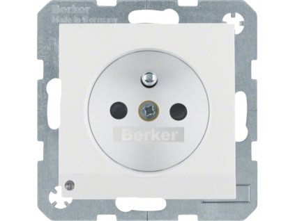 Zásuvka s ochranným kolíkem a orientačním LED  světlem, s clonkami Berker S.1/B.3/B.7
