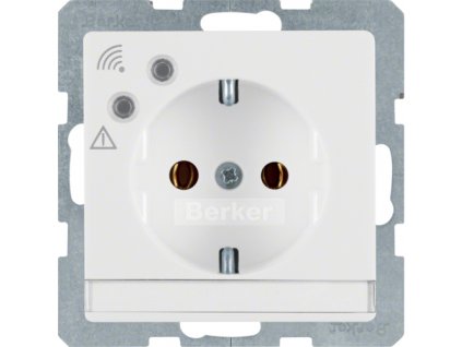 Zásuvka SCHUKO s přepěťovou ochranou­, popisovým polem a šroubovými svorkami Berker Q.1/Q.3/Q.7/Q.9