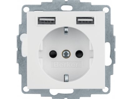 SCHUKO/USB socket outlet Berker S.1/B.3/B.7