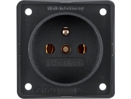Socket with safety pin, screw terminal, Integro module inserts, black m.