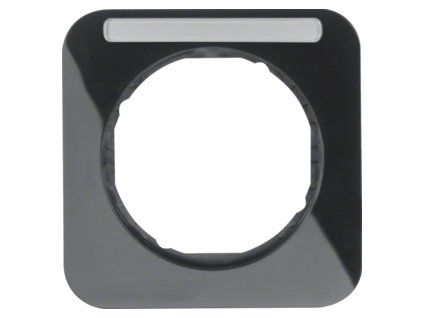 Frame with labelling field Berker R.1, black, glossy