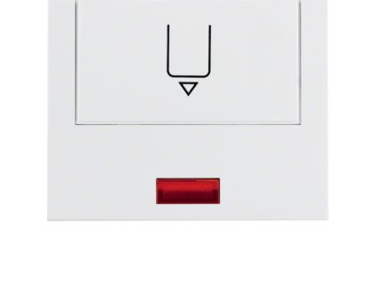Centre plate with imprint for push-button for hotel card with red lens, Berker K.1/K.5