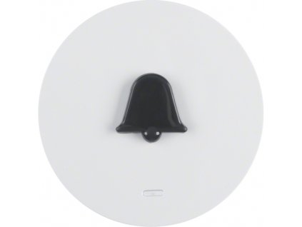 Kolébka s průhlednou čočkou a hmatným symbolem - zvonek, Berker R.1/R.3, bílá, lesk