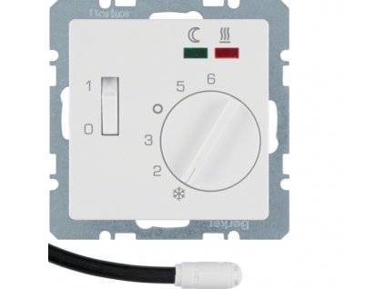 Termostat s přepínačem pro podlahové topení a centrálním dílem Berker Q.1/Q.3/Q.7/Q.9