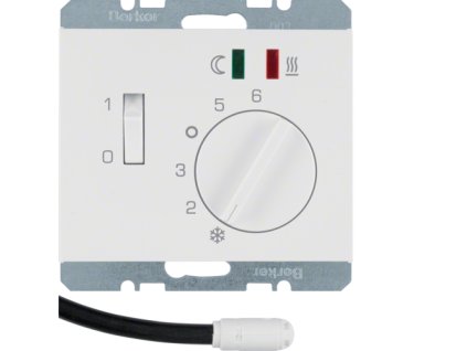 Termostat s přepínačem pro podlahové topení a centrálním dílem Berker K.1/K.5