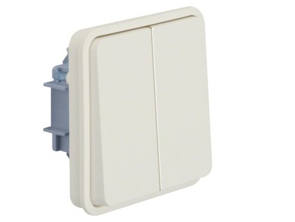 Series switch insert with rocker 2gang surface-mounted/flush-mounted, common input terminal Berker W.1, polar white matt