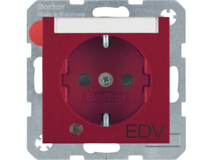 SCHUKO socket outlet with control LED and imprint, labelling field, Berker S.1/B.3/B.7