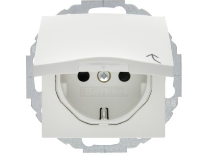 SCHUKO socket outlet with hinged cover, enhanced contact protection, installation position variable in 45° steps Berker S.1/B.3/B.7